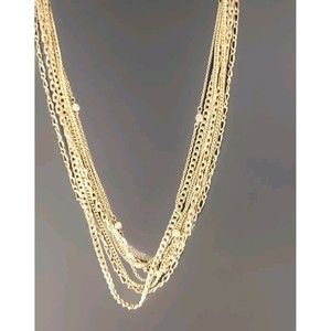 Multi Strand Necklace Gold Tone Fashion Costume Jewelry